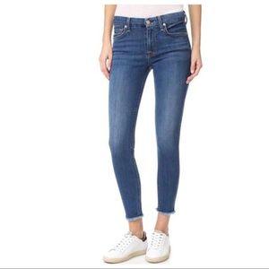 7FAM Fray Hem Cropped Ankle Skinny Jeans, Medium Wash, 7 For All Mankind